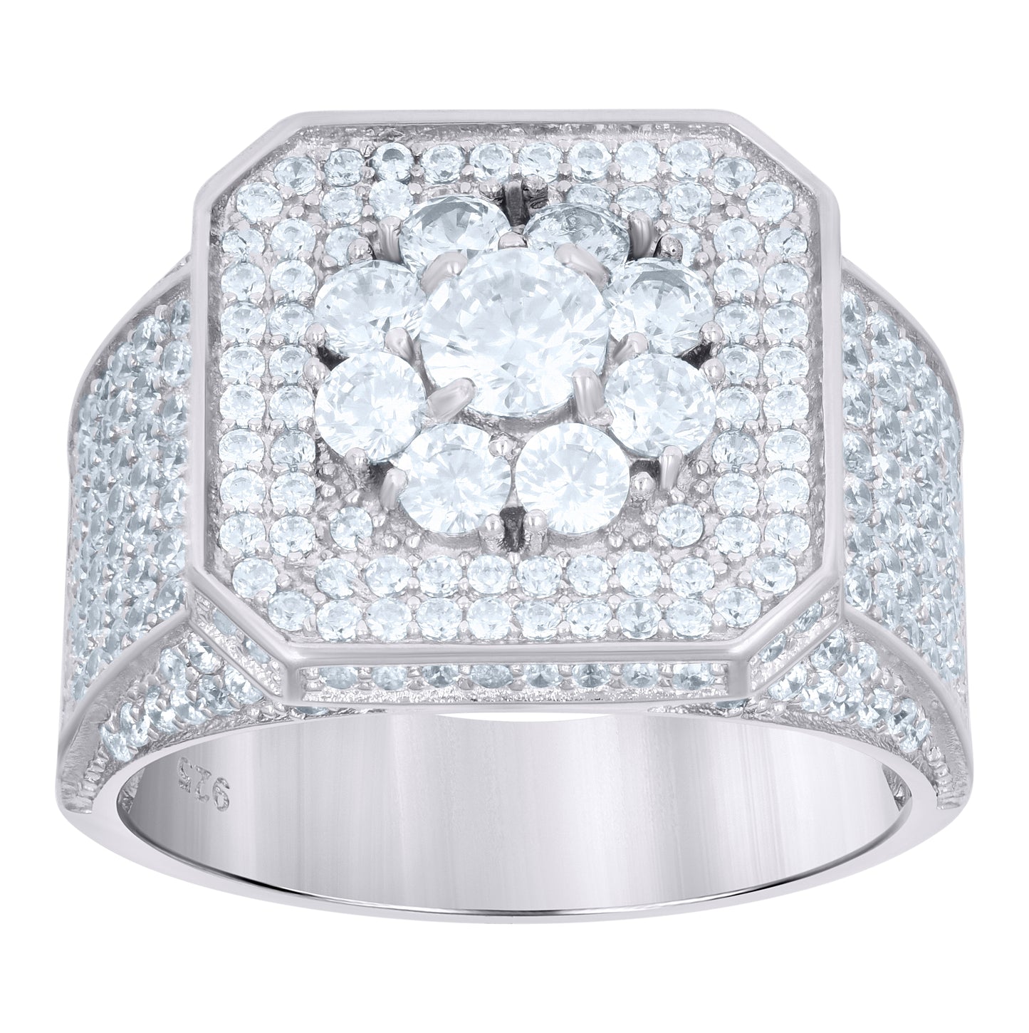 Sterling Silver Men's Cubic-Zirconia Fashion Bridal Anniversary Wedding Engagement Band Ring