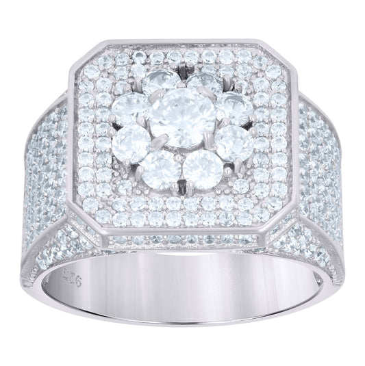 Sterling Silver Men's Cubic-Zirconia Fashion Bridal Anniversary Wedding Engagement Band Ring