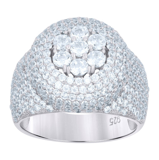Sterling Silver Men's Cubic-Zirconia Fashion Bridal Anniversary Wedding Engagement Band Ring