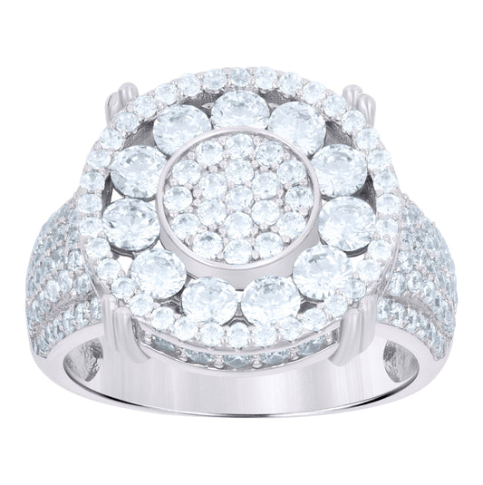 Sterling Silver Men's Cubic-Zirconia Fashion Bridal Anniversary Wedding Engagement Band Ring