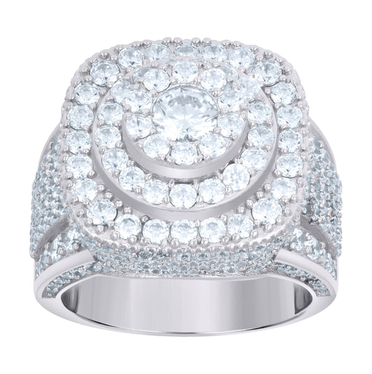 Sterling Silver Men's Cubic-Zirconia Fashion Bridal Anniversary Wedding Engagement Band Ring