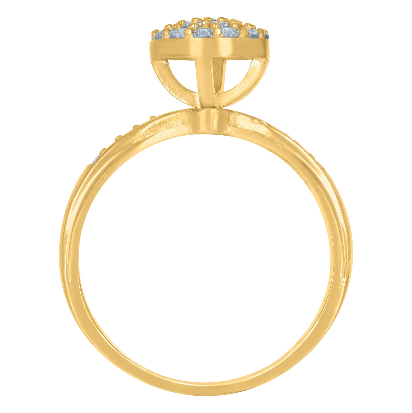 10K Yellow Gold Womens Cubic-Zirconia Cluster Fashion Ring