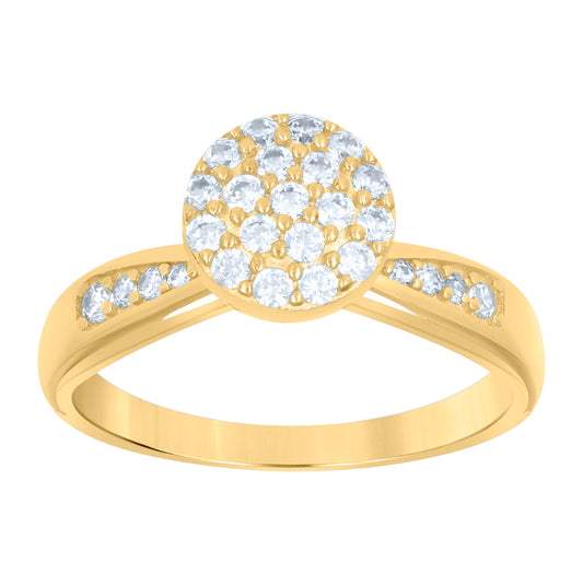10K Yellow Gold Womens Cubic-Zirconia Cluster Fashion Ring