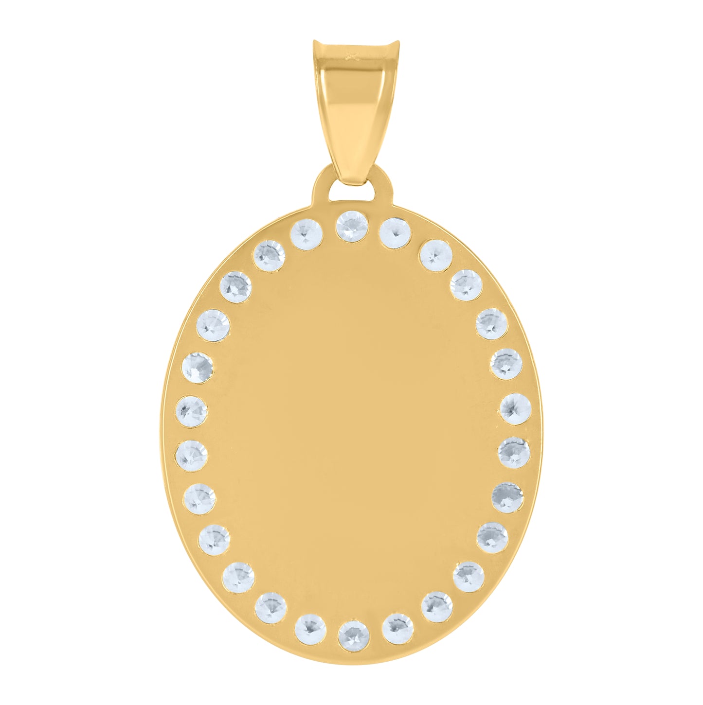 10K Yellow Gold Unisex Cubic-Zirconia Oval Photo Frame Charm Pendant