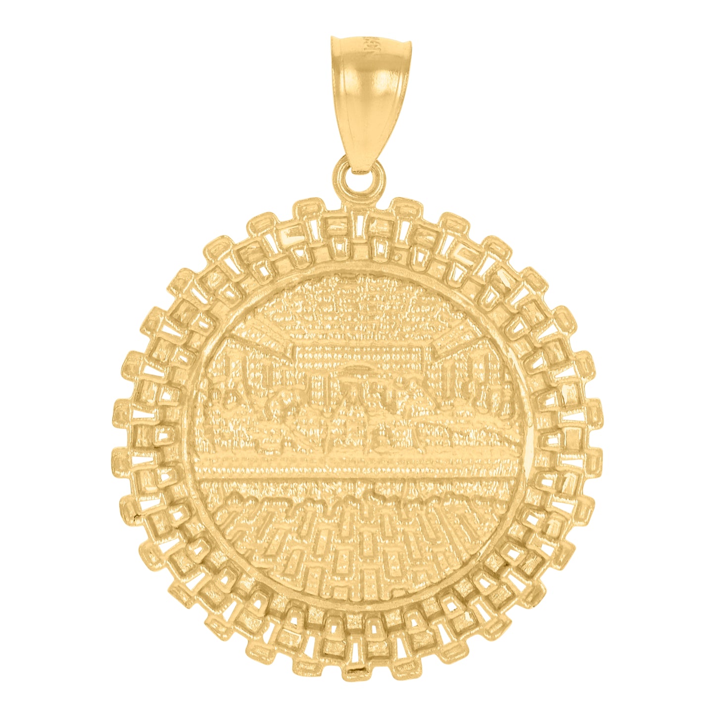 10K Yellow Gold Mens Last Supper Religious Charm Pendant