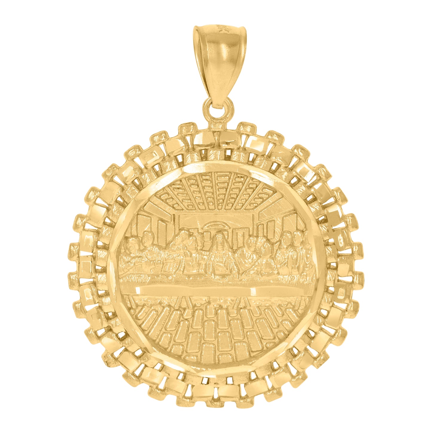 10K Yellow Gold Mens Last Supper Religious Charm Pendant