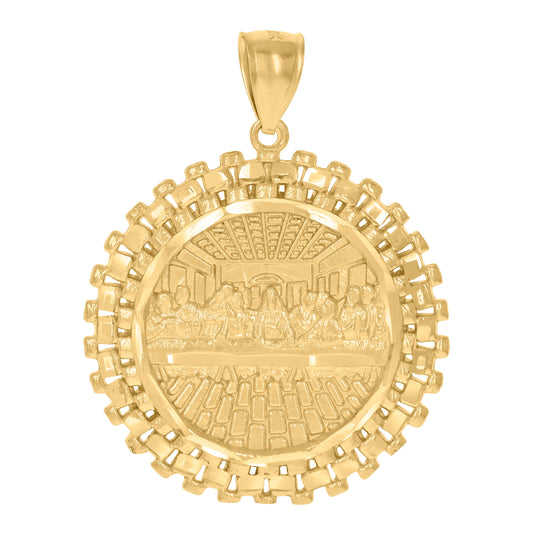 10K Yellow Gold Mens Last Supper Religious Charm Pendant