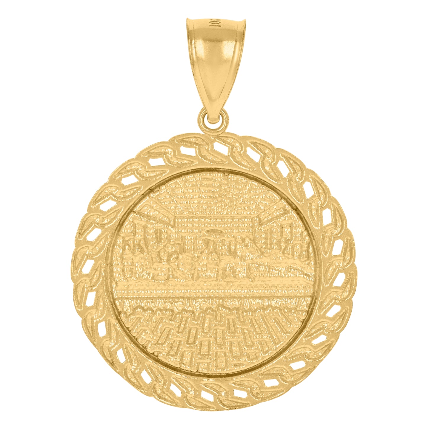 10K Yellow Gold Mens Last Supper Religious Charm Pendant