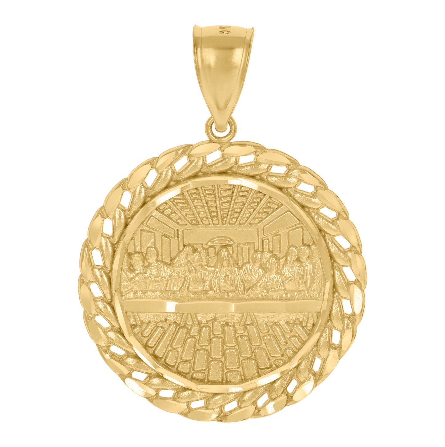 10K Yellow Gold Mens Last Supper Religious Charm Pendant