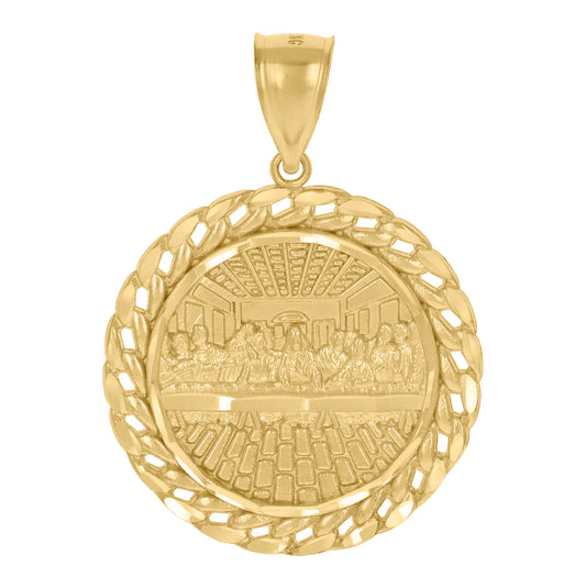 10K Yellow Gold Mens Last Supper Religious Charm Pendant