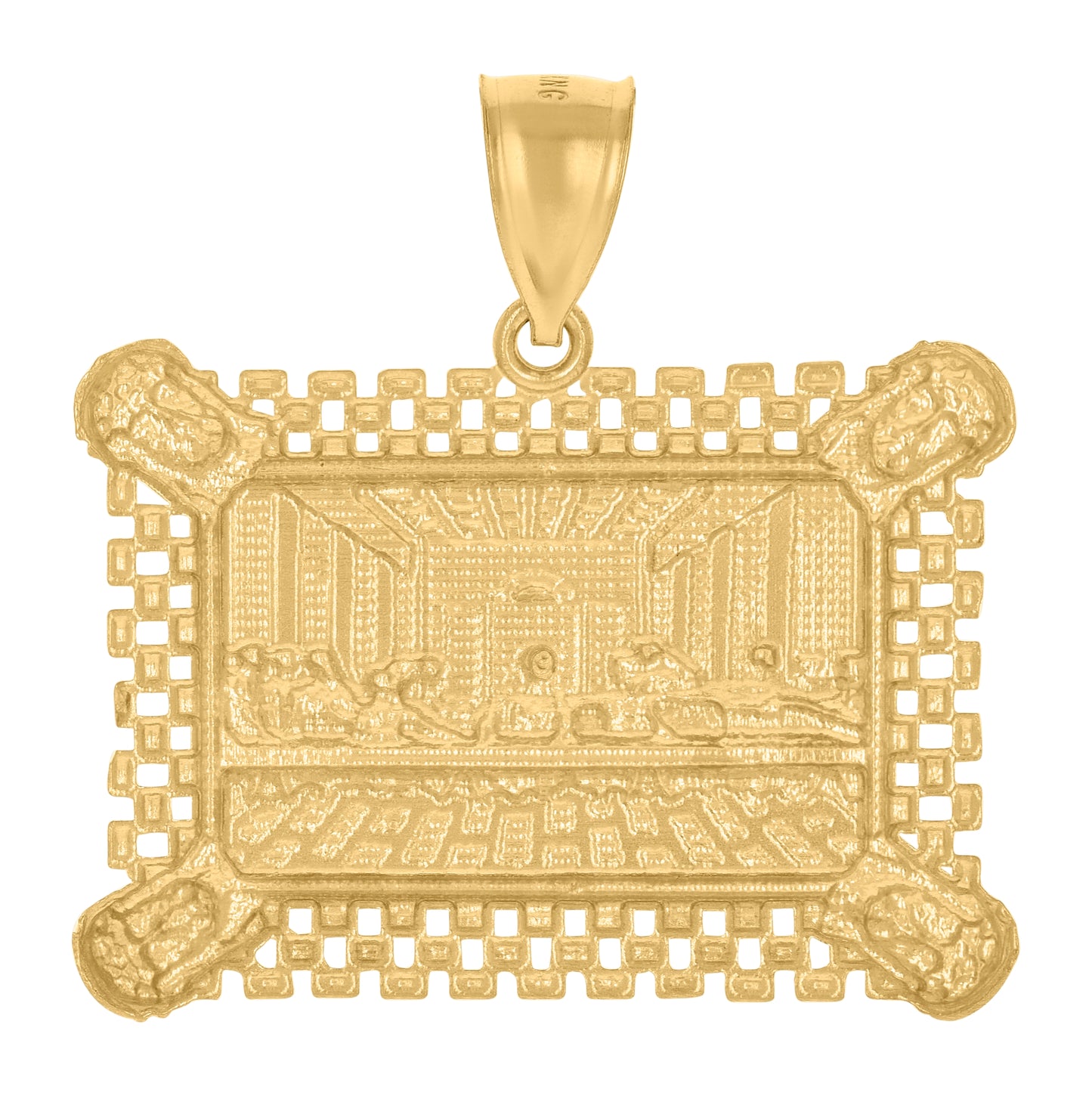 10K Yellow Gold Mens Last Supper Religious Charm Pendant