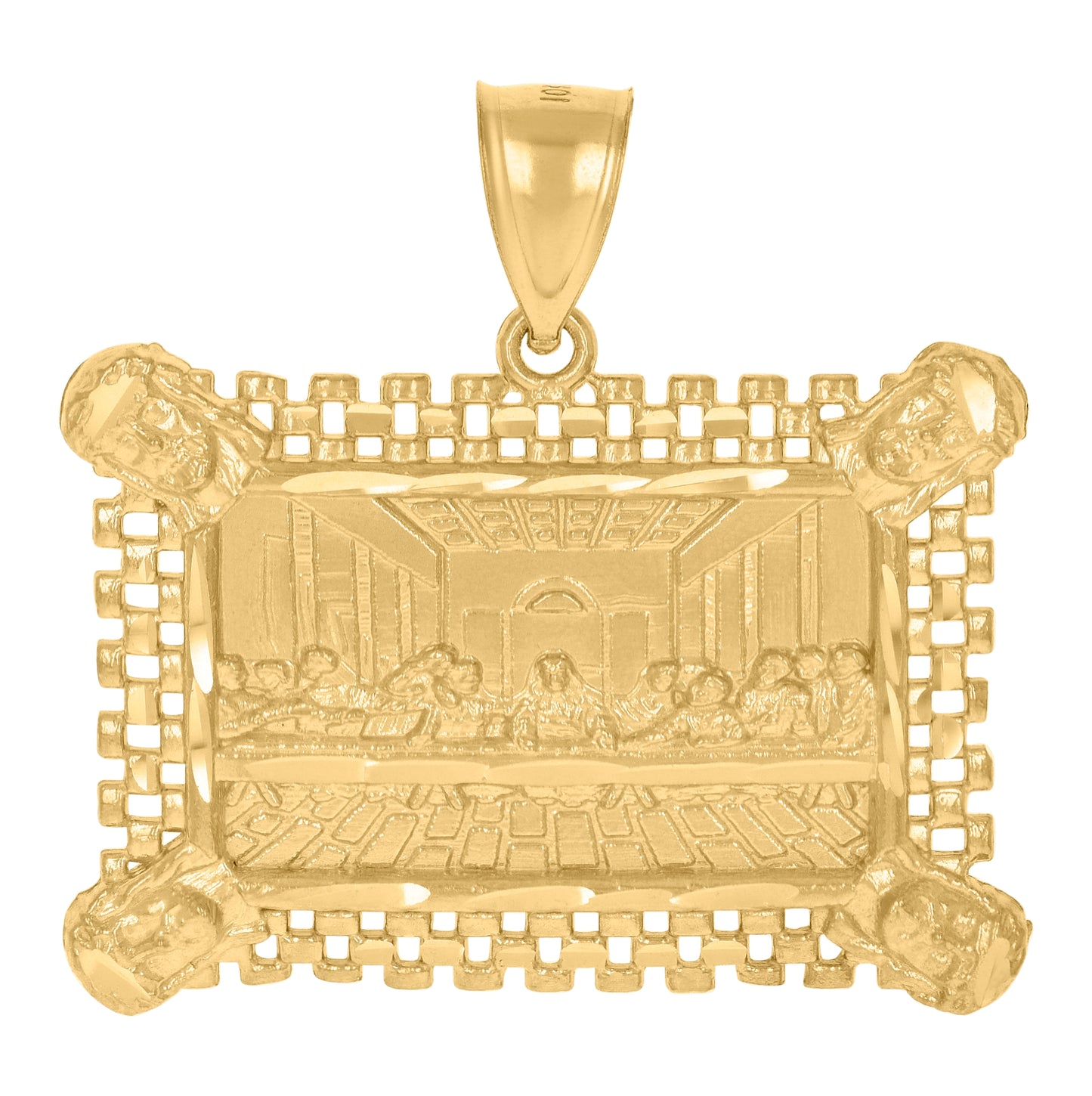 10K Yellow Gold Mens Last Supper Religious Charm Pendant