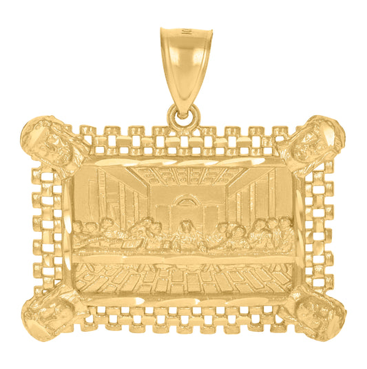 10K Yellow Gold Mens Last Supper Religious Charm Pendant