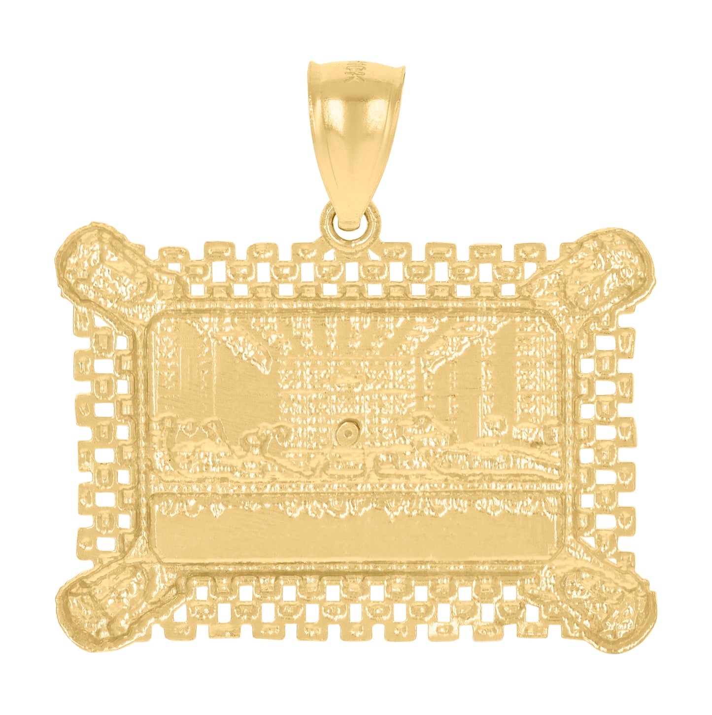 10K Yellow Gold Mens Last Supper Religious Charm Pendant
