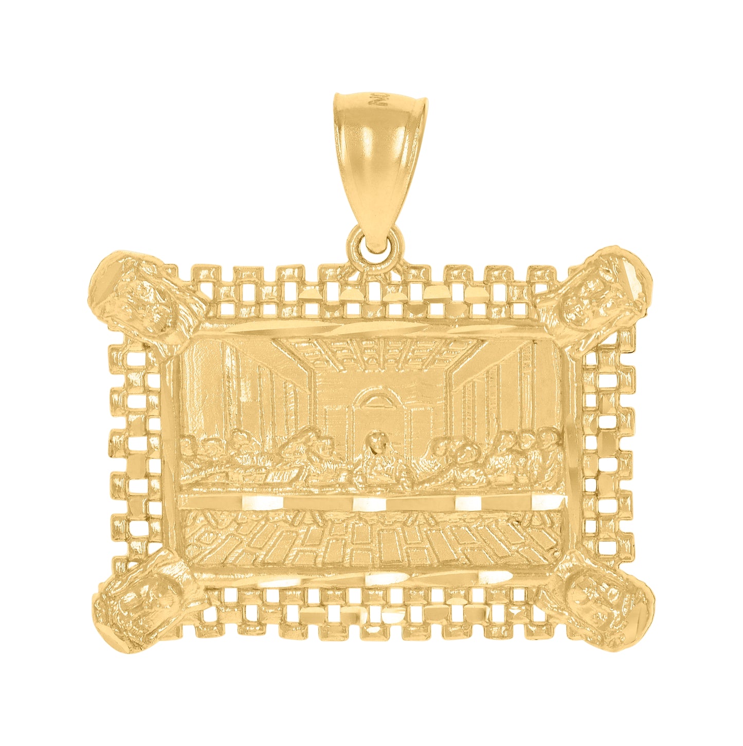 10K Yellow Gold Mens Last Supper Religious Charm Pendant