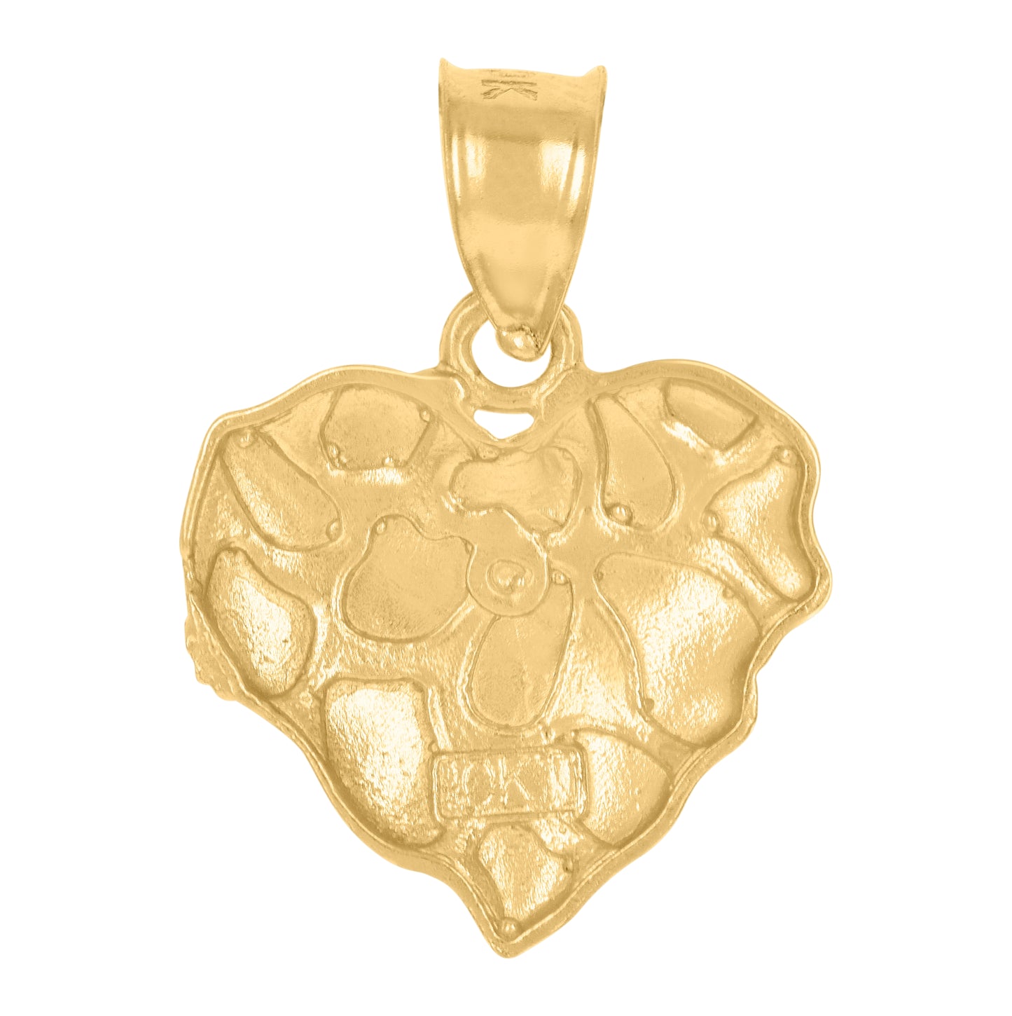 10K Yellow Gold Womens Nugget Heart Charm Pendant