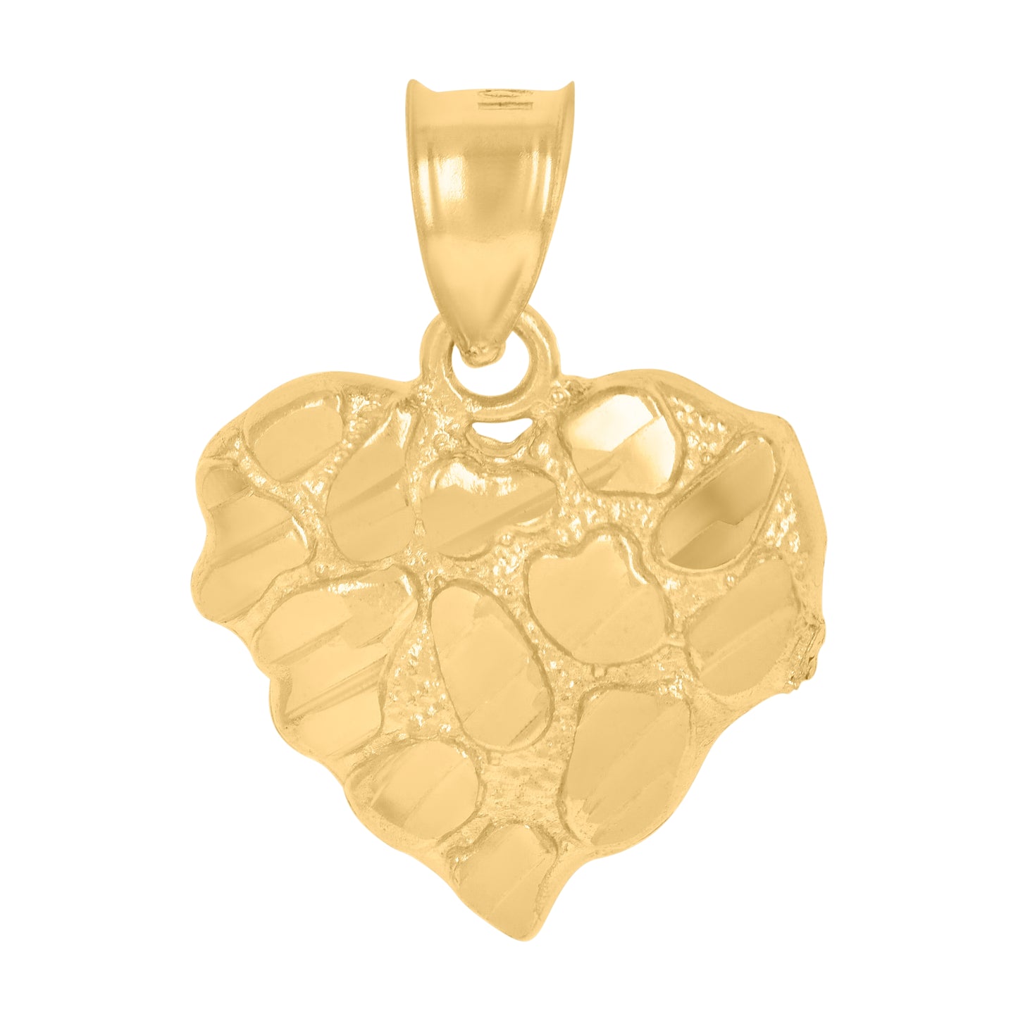 10K Yellow Gold Womens Nugget Heart Charm Pendant