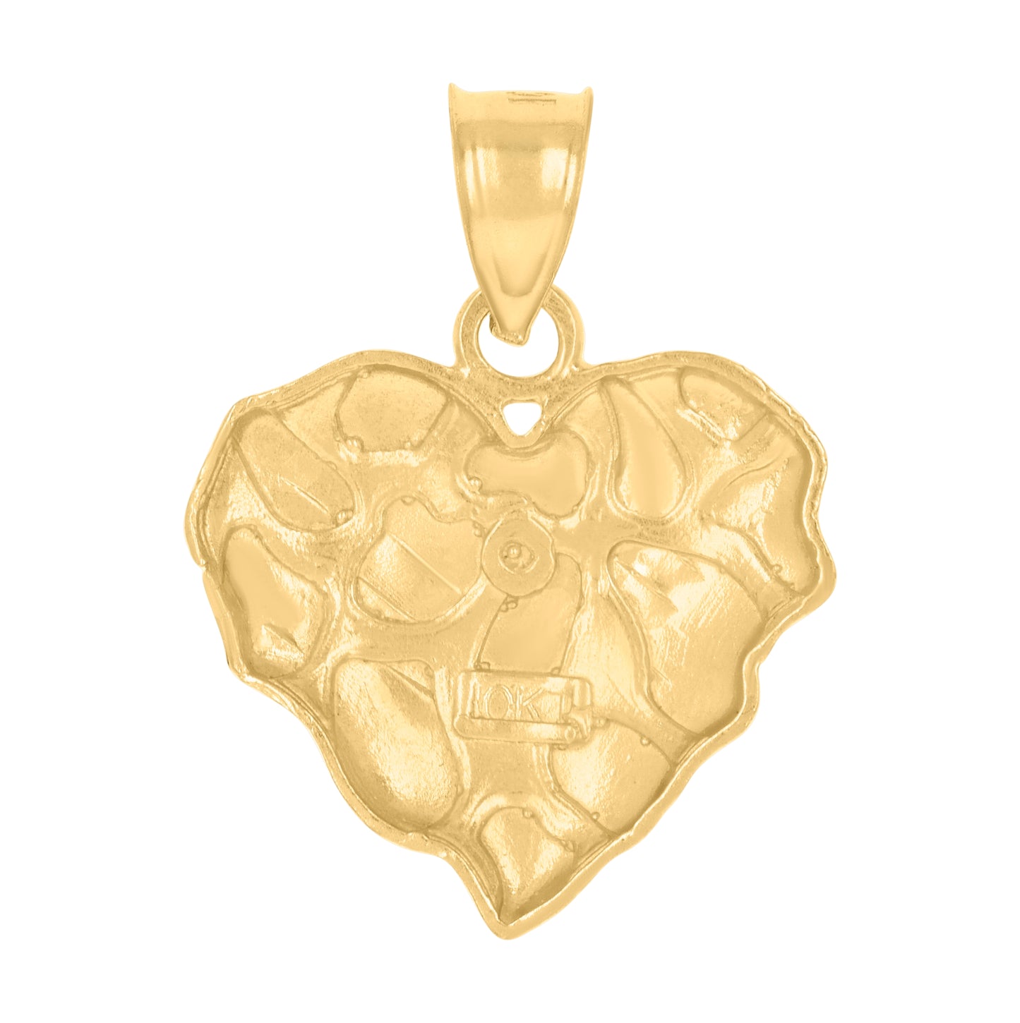 10K Yellow Gold Womens Nugget Heart Charm Pendant