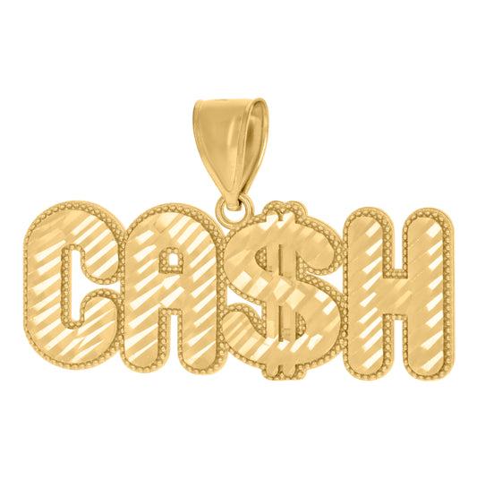 10K Yellow Gold Mens Dollar Sign Cash Fashion Charm Pendant
