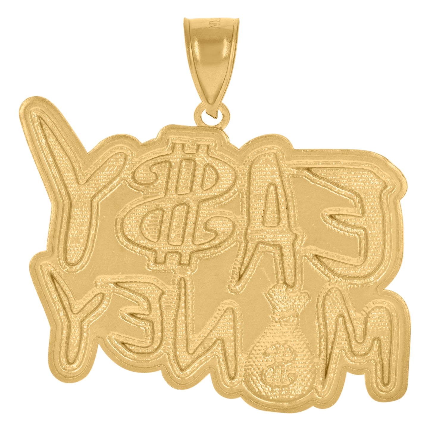 10K Yellow Gold Mens Money Bag Easy Money Fashion Charm Pendant