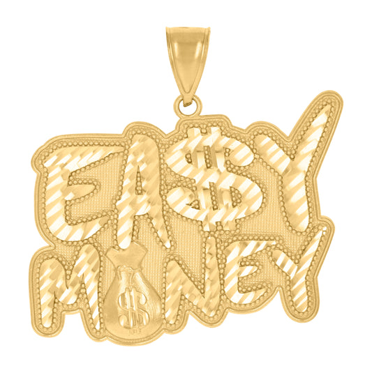 10K Yellow Gold Mens Money Bag Easy Money Fashion Charm Pendant