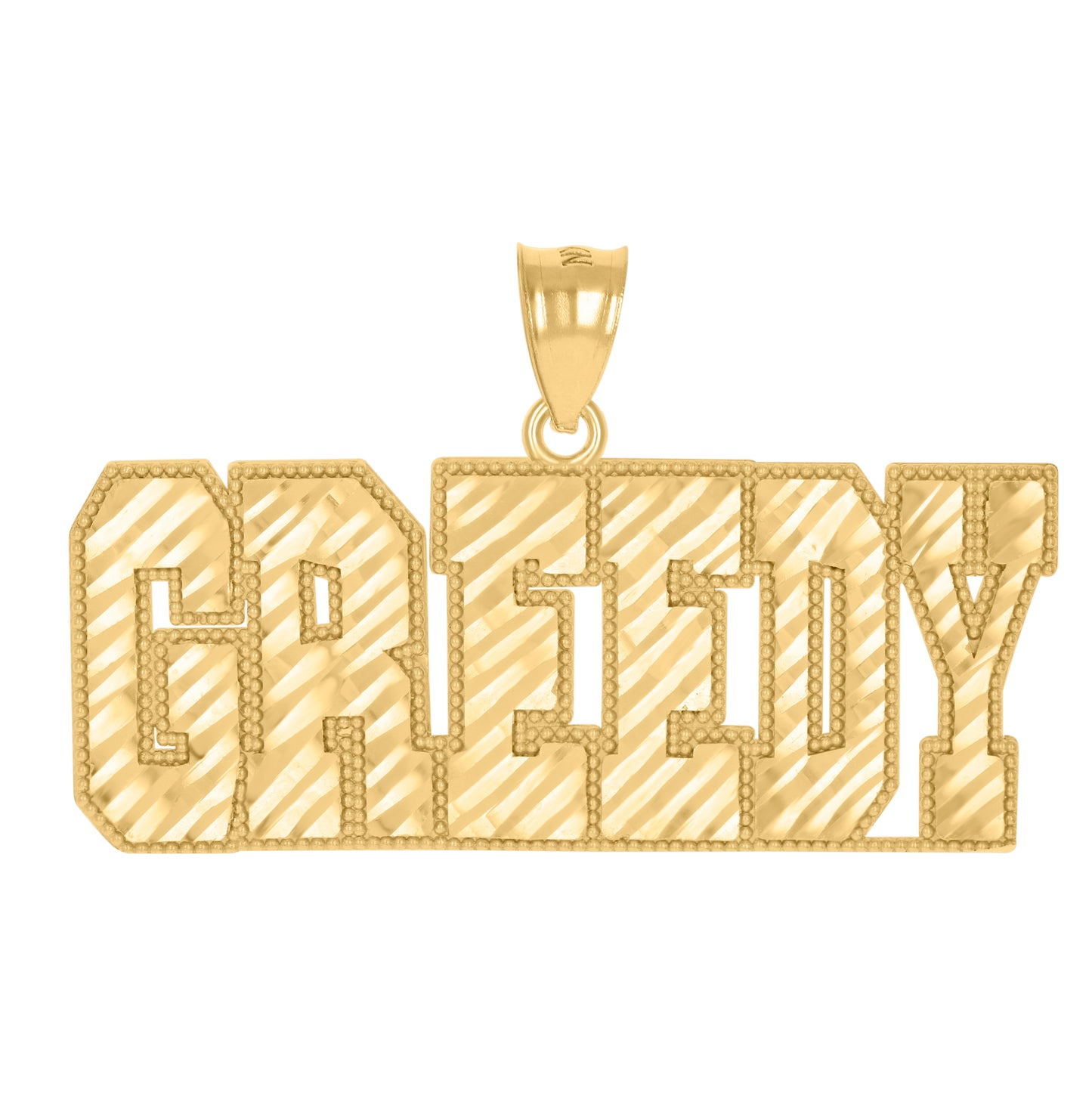 10K Yellow Gold Mens Greedy Talking Fashion Charm Pendant