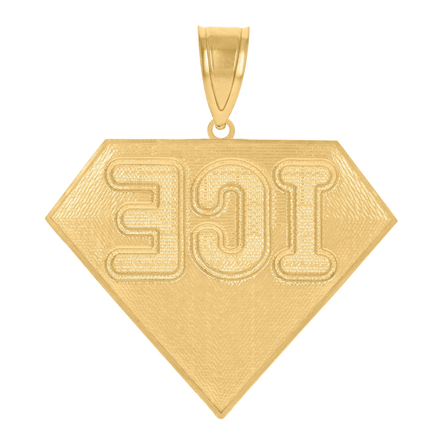 10K Yellow Gold Mens Diamond Shape Ice Fashion Charm Pendant