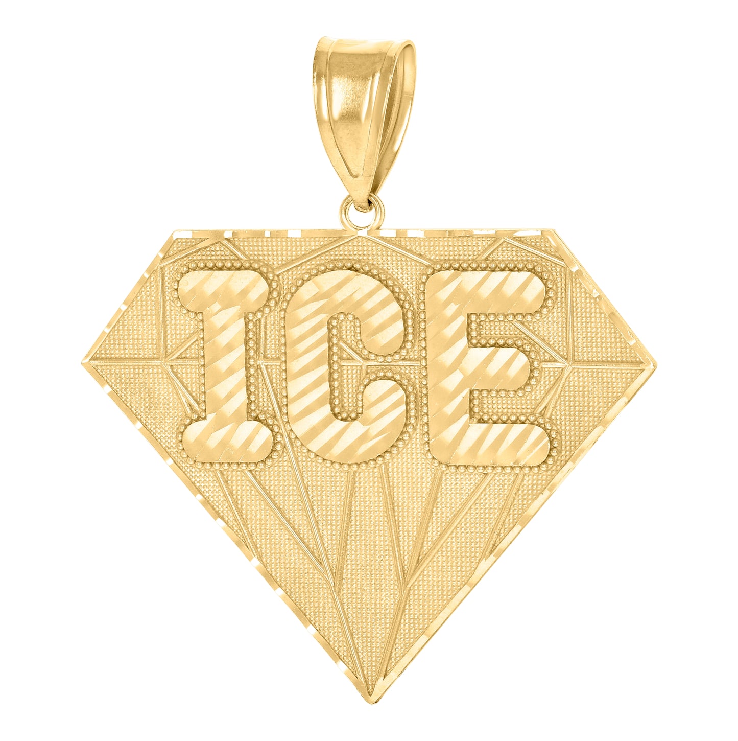 10K Yellow Gold Mens Diamond Shape Ice Fashion Charm Pendant