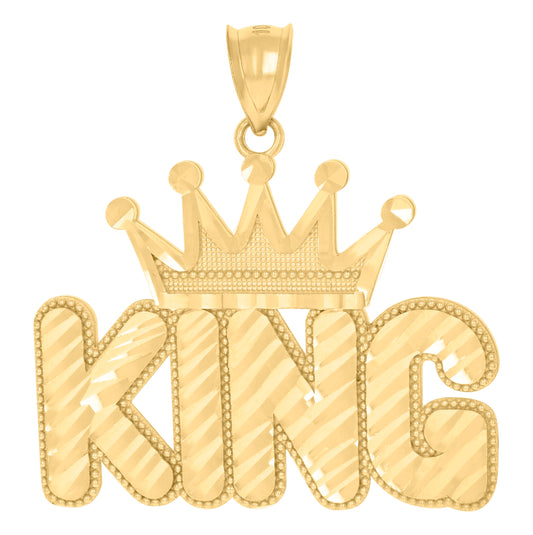 10K Yellow Gold Mens Crown King Fashion Charm Pendant