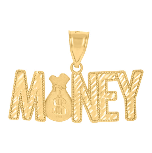 10K Yellow Gold Mens Money Fashion Charm Pendant
