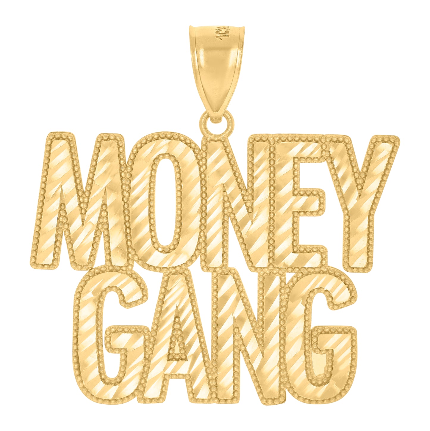 10K Yellow Gold Mens Money Gang Fashion Charm Pendant