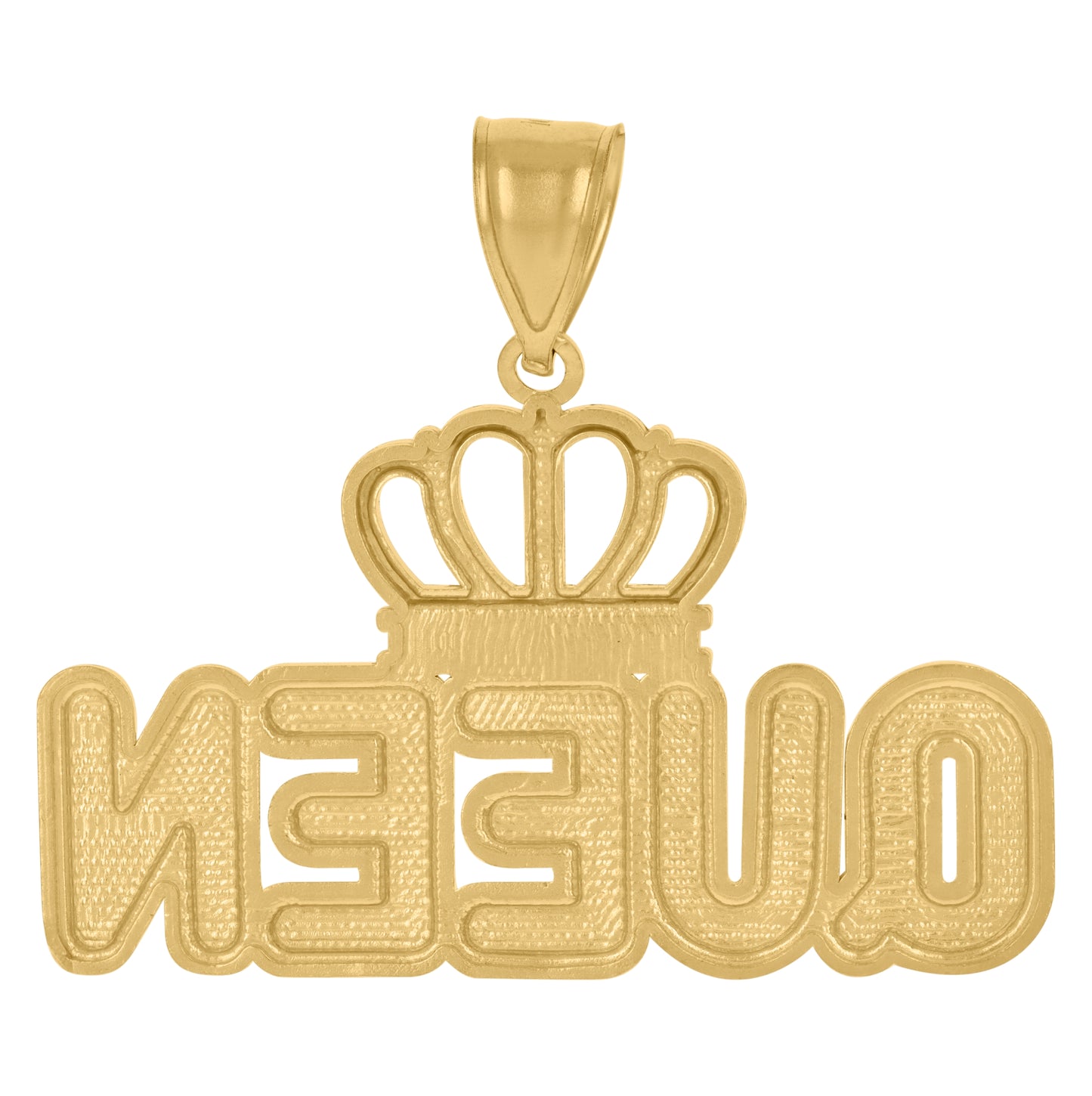 10K Yellow Gold Mens Crown Queen Fashion Charm Pendant