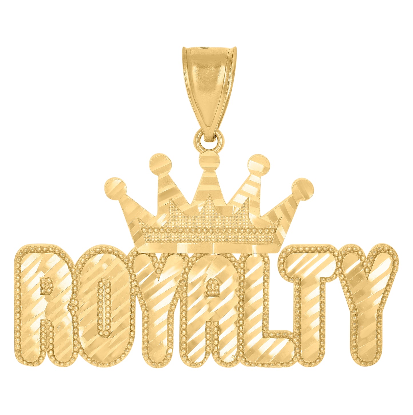 10K Yellow Gold Mens Crown Royalty Fashion Charm Pendant
