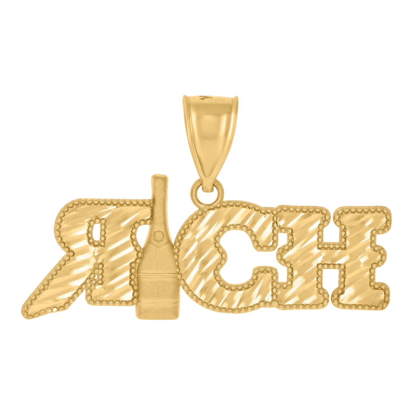 10K Yellow Gold Mens Wine Bottle Rich Fashion Charm Pendant