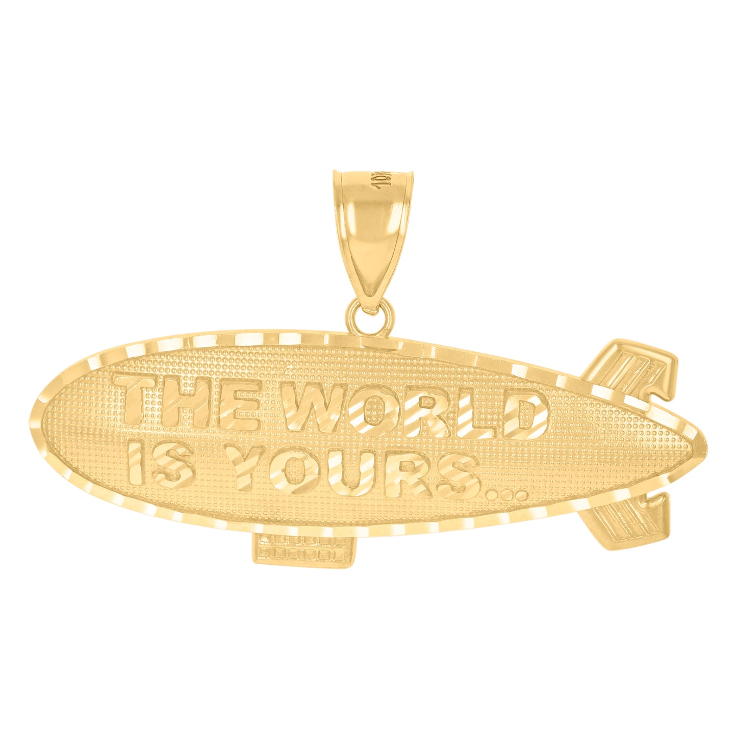 10K Yellow Gold Mens The World Is Yours Talking Fashion Charm Pendant