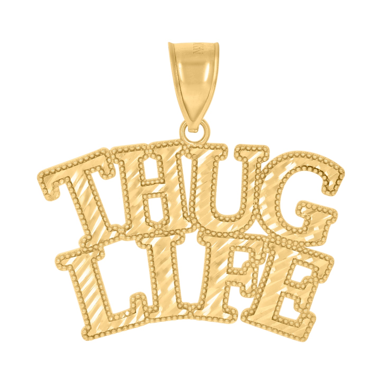10K Yellow Gold Mens Thug Life Talking Fashion Charm Pendant