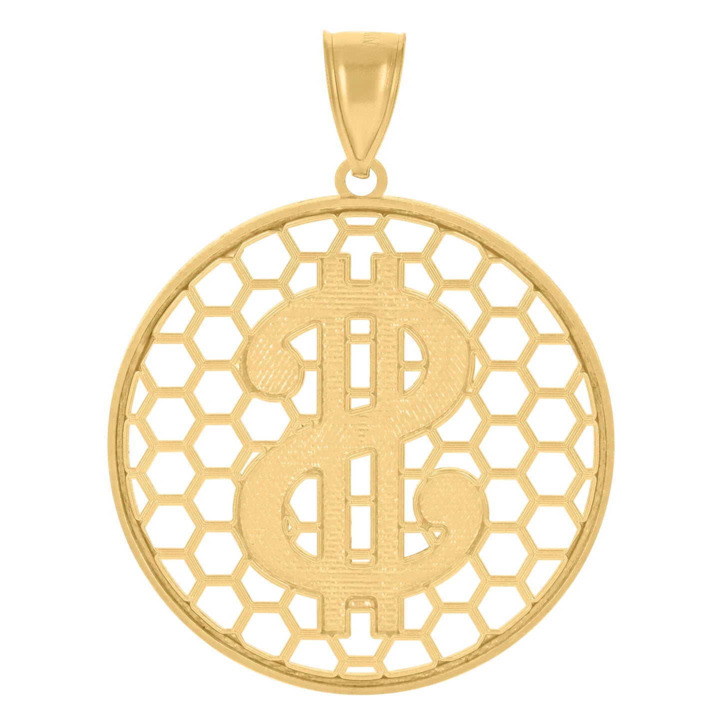10K Yellow Gold Mens Dollar Sign Currency Charm Pendant