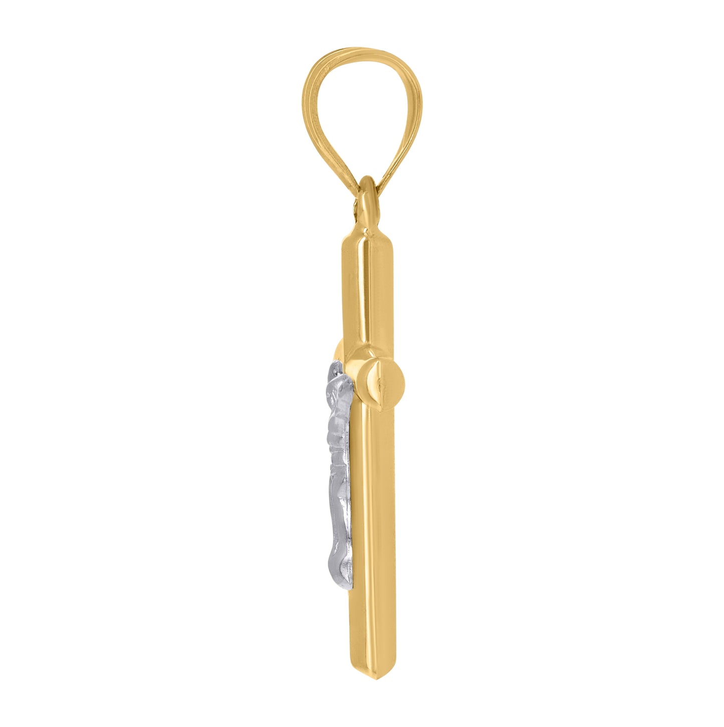14K Two-tone Gold Mens Crucifix Cross Religious Charm Pendant