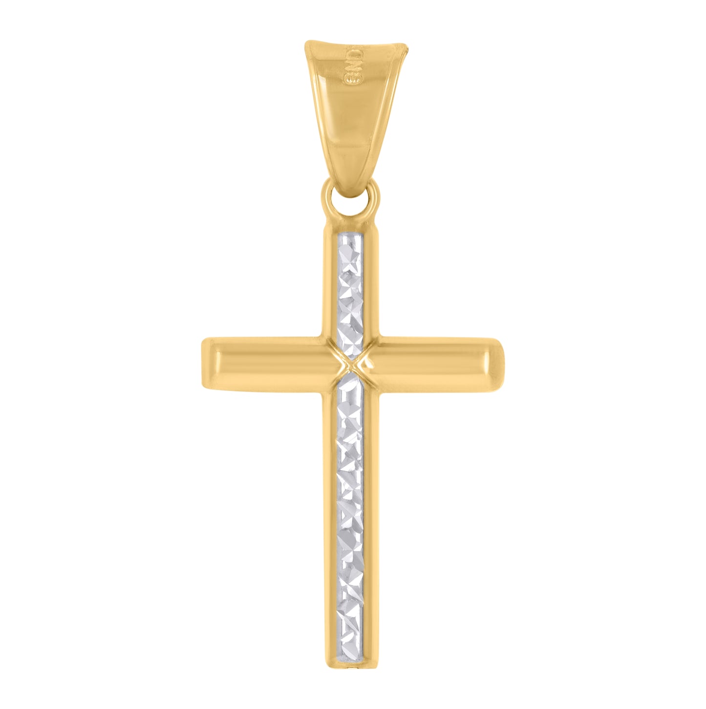 14K Two-tone Gold Mens Cross Religious Charm Pendant