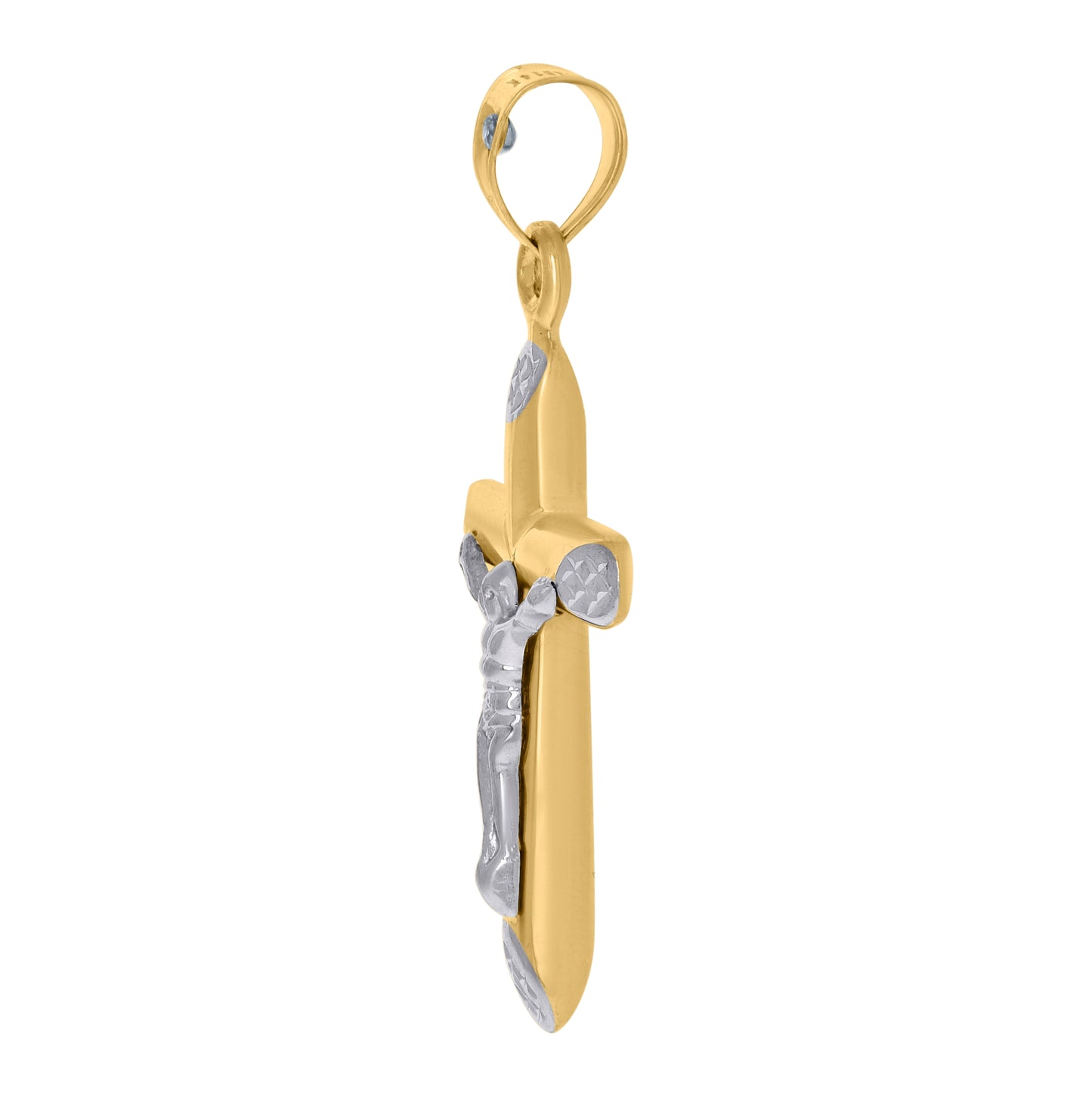 14K Two-tone Gold Unisex Crucifix Cross Religious Charm Pendant