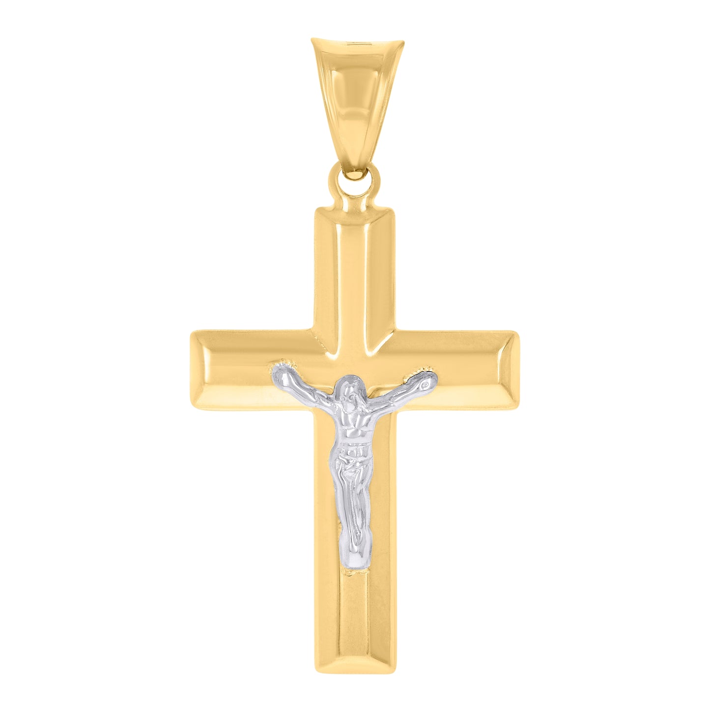 14K Two-tone Gold Unisex Crucifix Cross Religious Charm Pendant