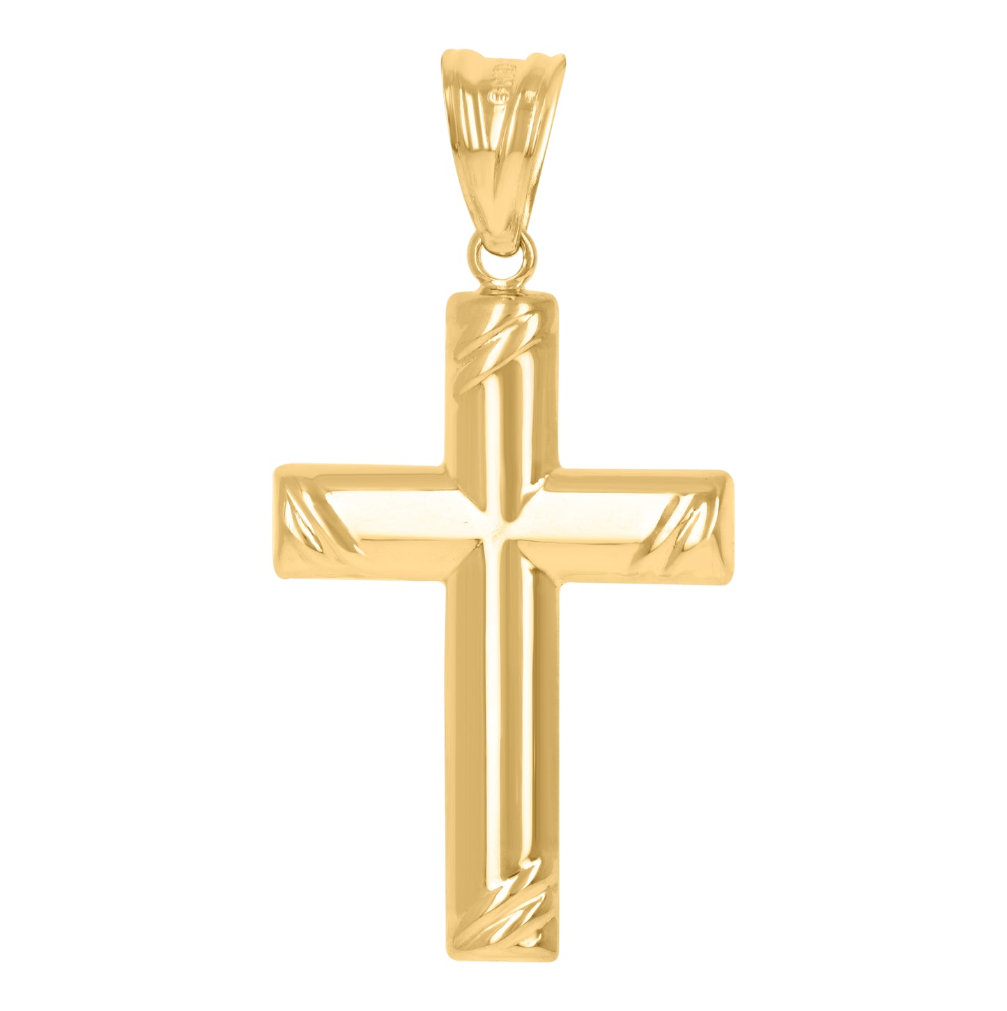 14K Two-tone Gold Mens Cross Religious Charm Pendant
