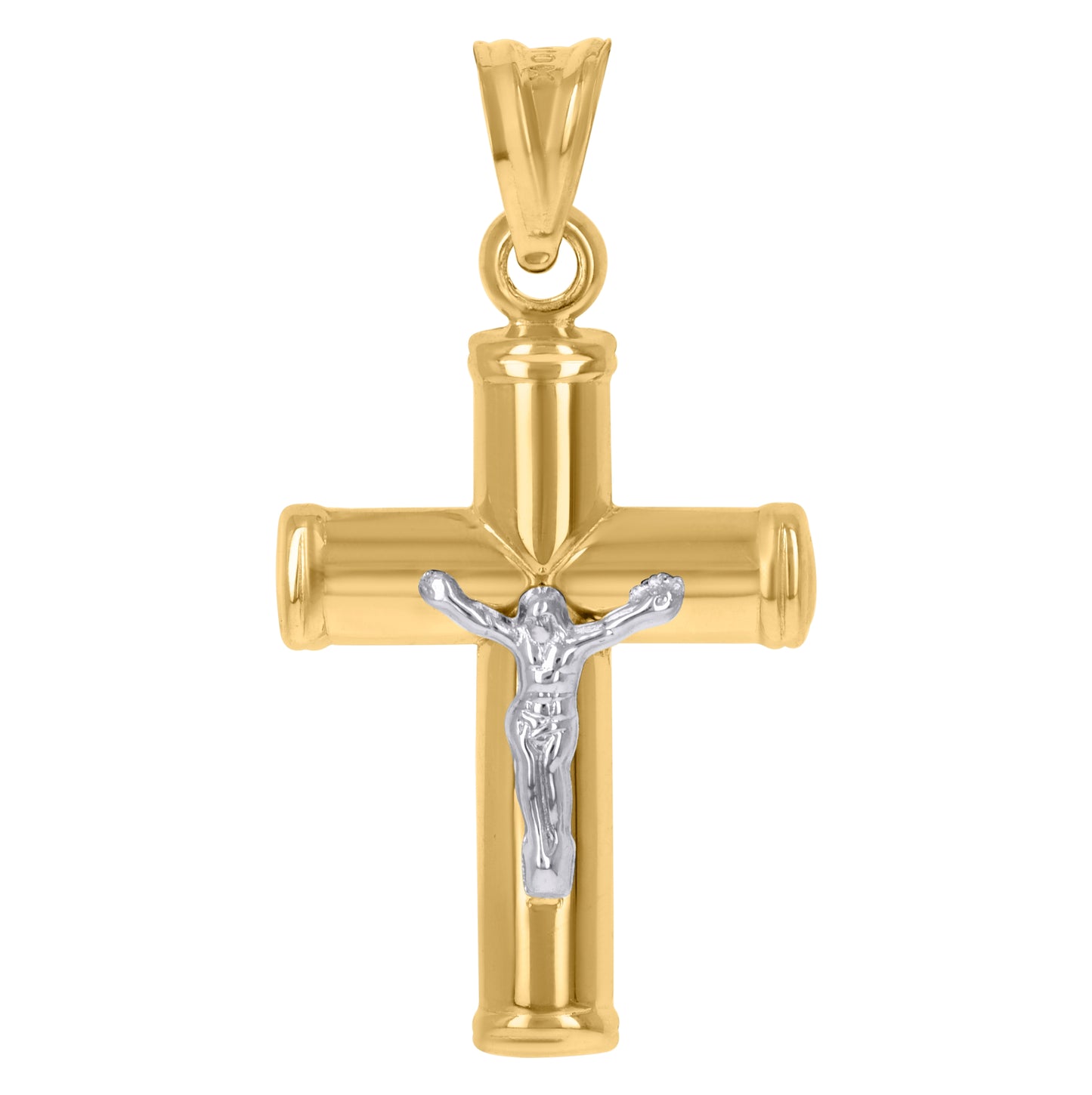 14K Two-tone Gold Mens Crucifix Cross Religious Charm Pendant