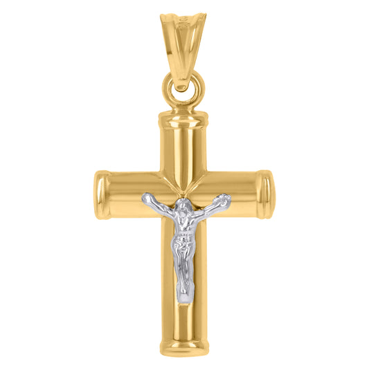 14K Two-tone Gold Mens Crucifix Cross Religious Charm Pendant