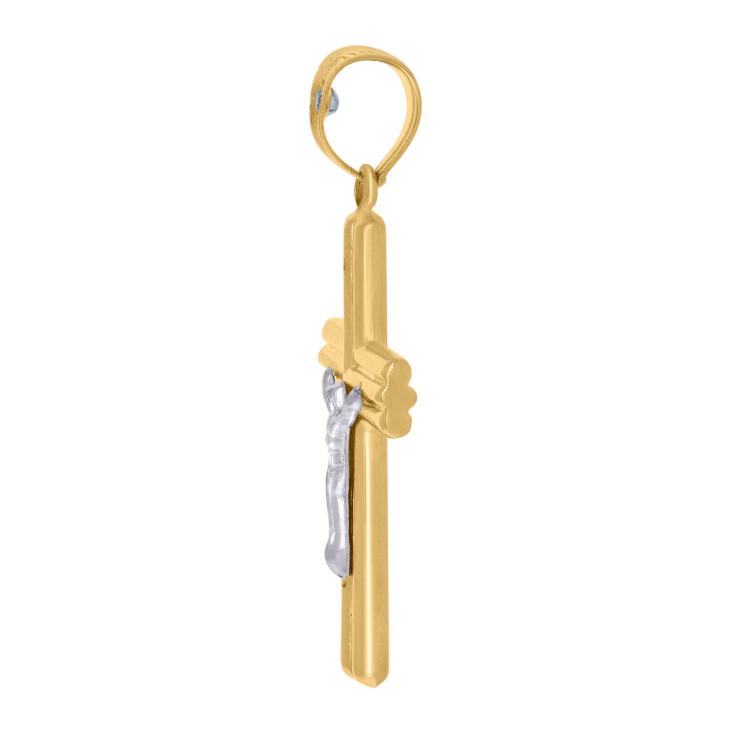 14K Two-Tone Gold Mens Crucifix Cross Religious Charm Pendant