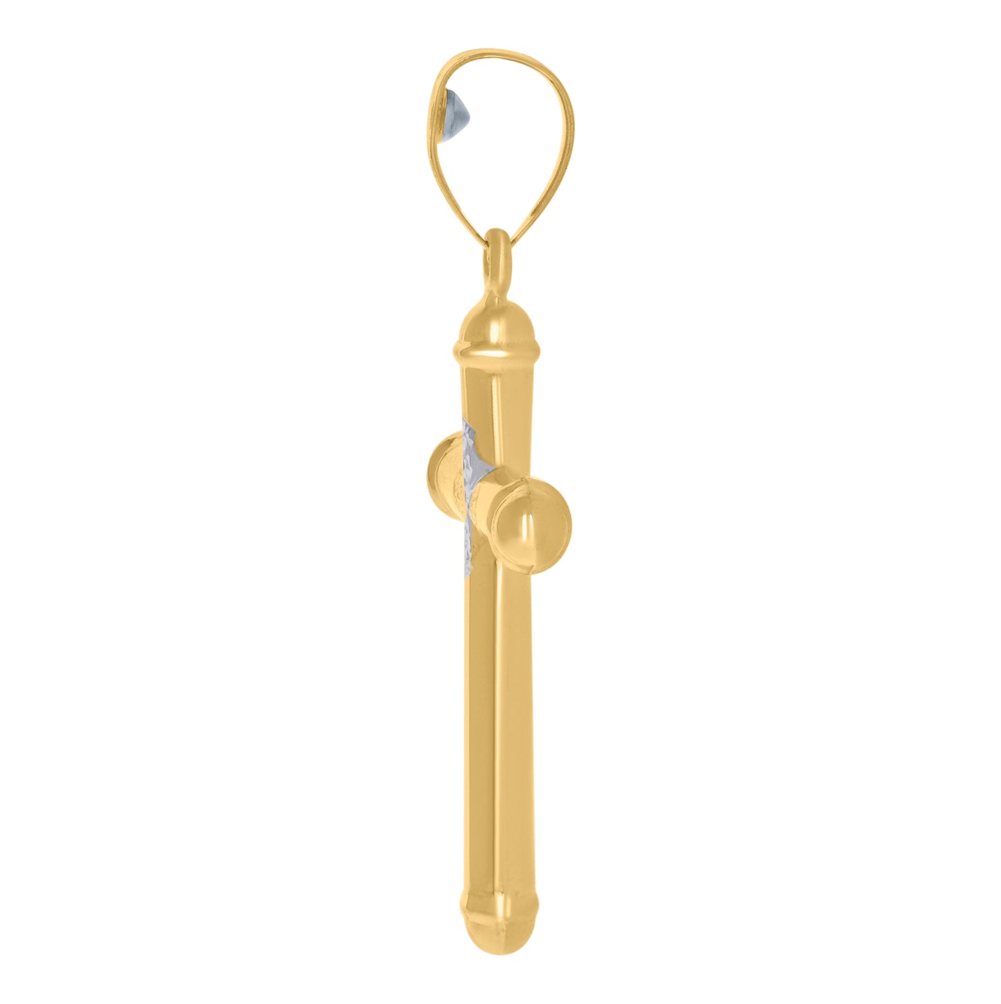 14K Two-Tone Gold Mens Cross Religious Charm Pendant