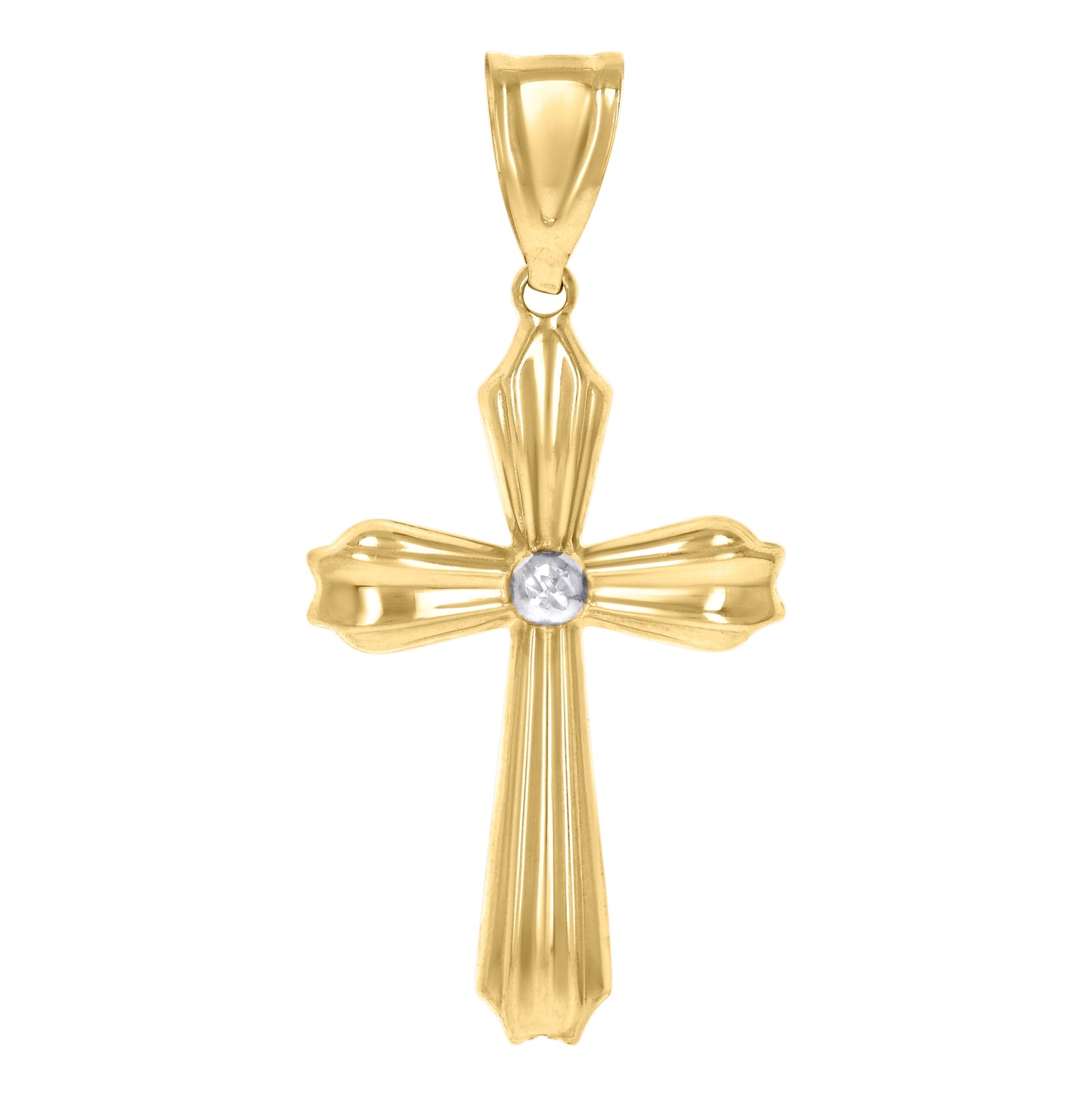 14K Yellow Gold Unisex Cross Religious Charm Pendant