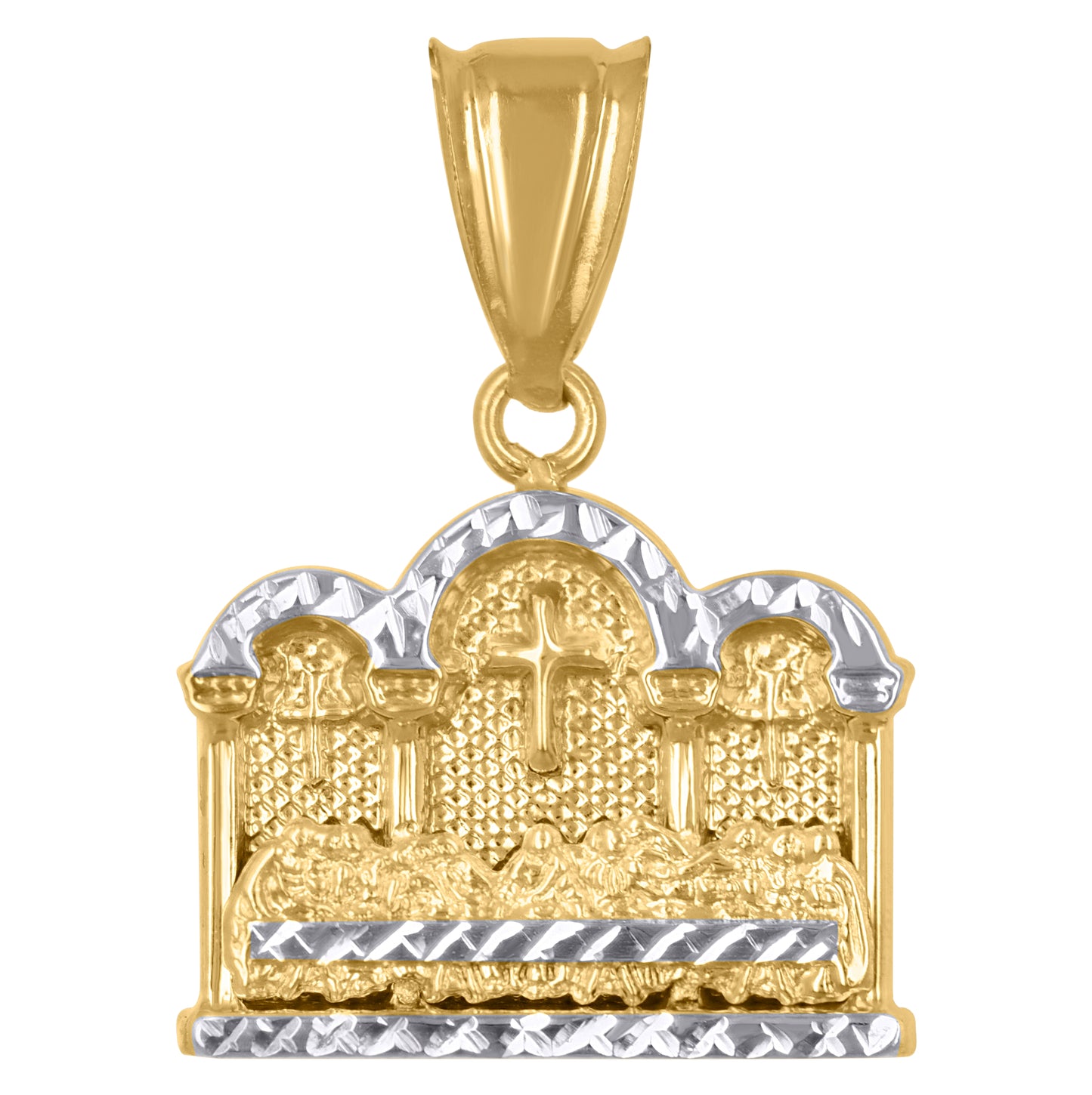 14K Two-tone Gold Mens Last Supper Religious Charm Pendant
