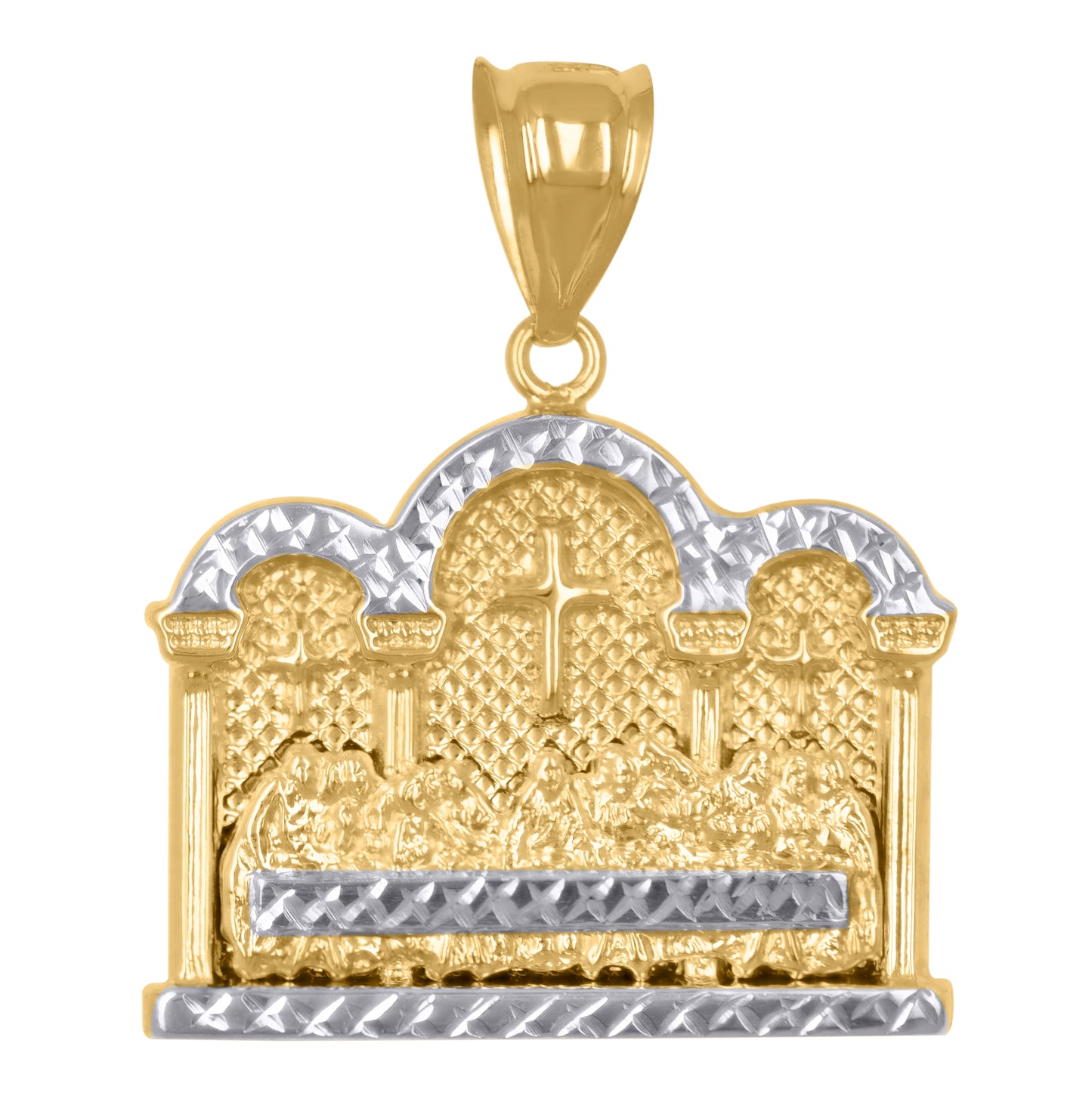 14K Two-tone Gold Mens Last Supper Religious Charm Pendant
