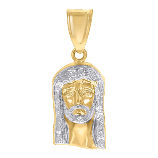 14K Two-tone Gold Mens Jesus Religious Charm Pendant